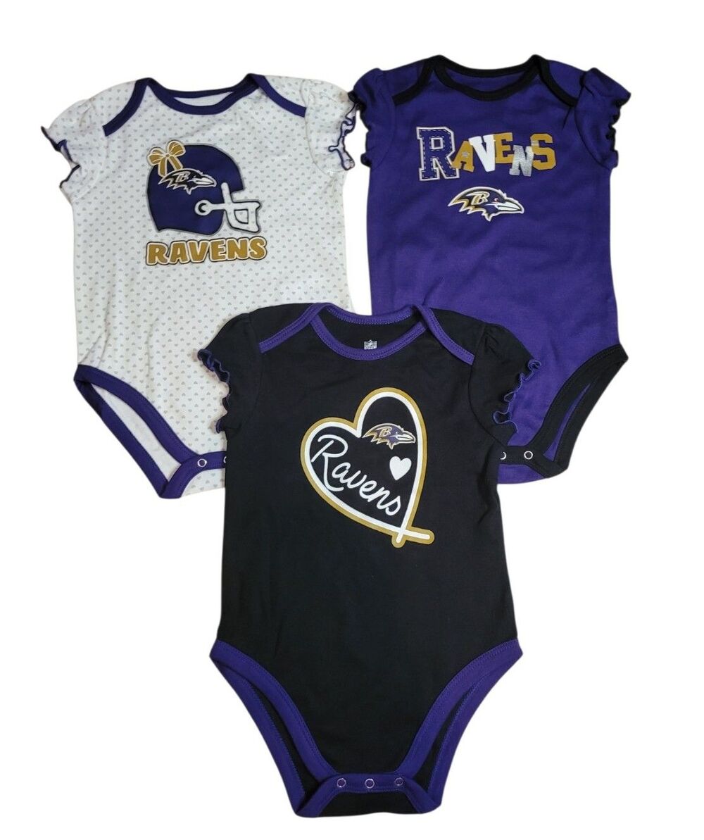 3pc Baltimore Ravens NFL Bodysuits 18 Months Set Unisex New